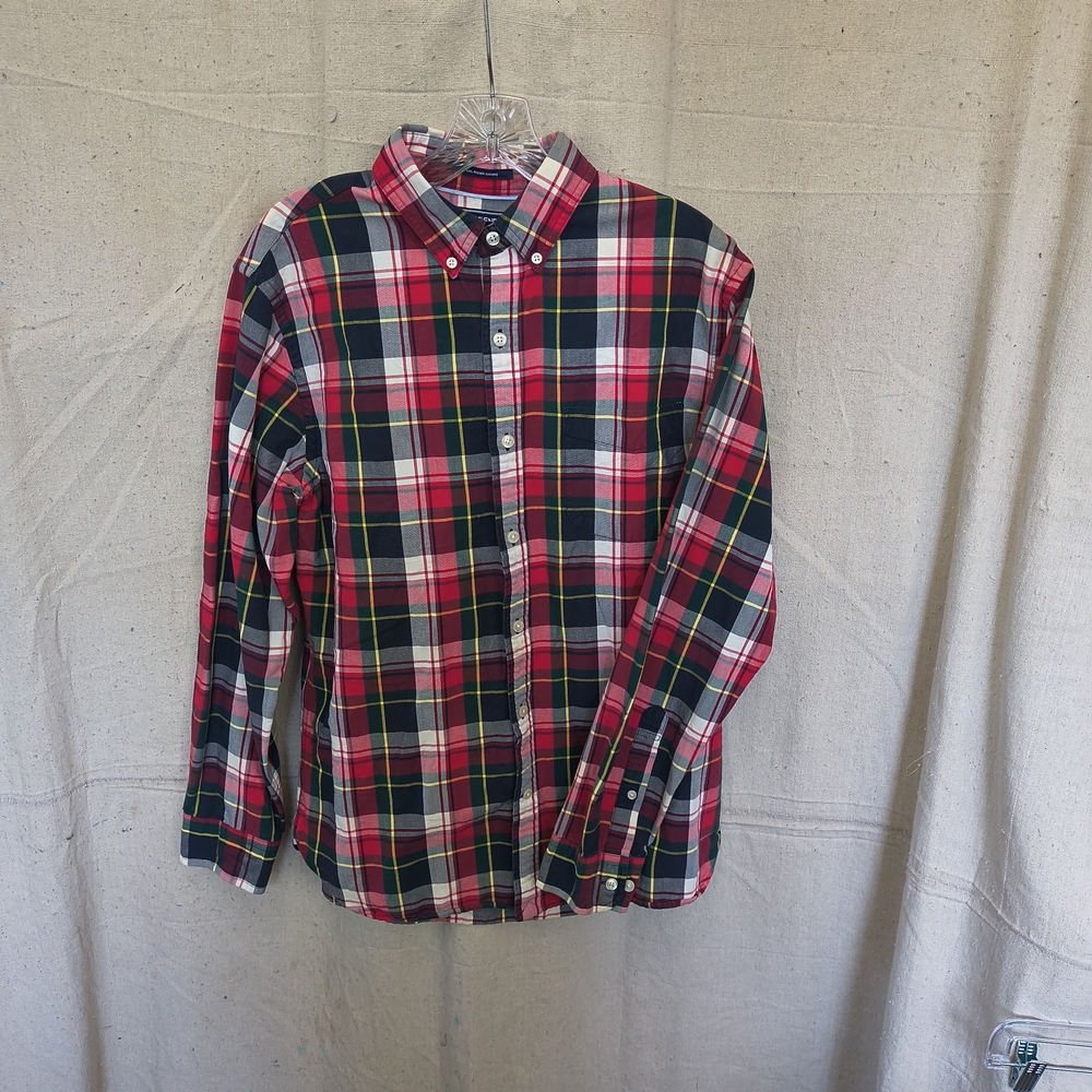 Lands End Men's Size Medium Plaid Button-Down Long Sleeve Shirt